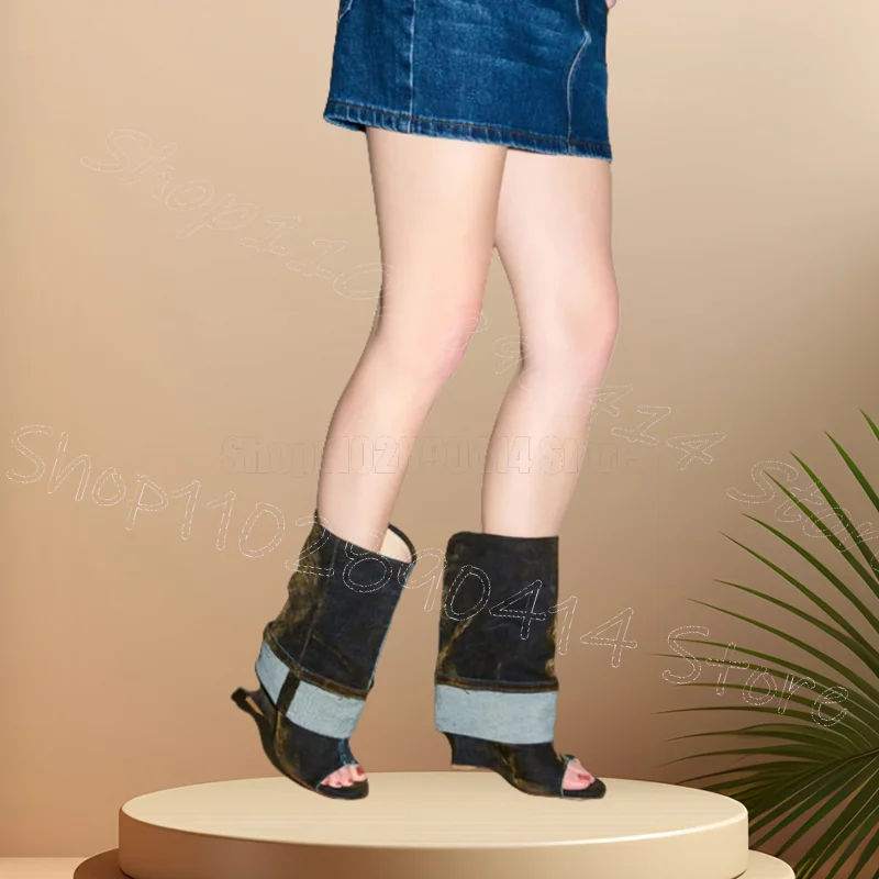 Button Design Brown Suede Strange Style Heels Boots Slip On Women Shoes Open Toe Party Banquet Dating 2025 Zapatos Para Mujere