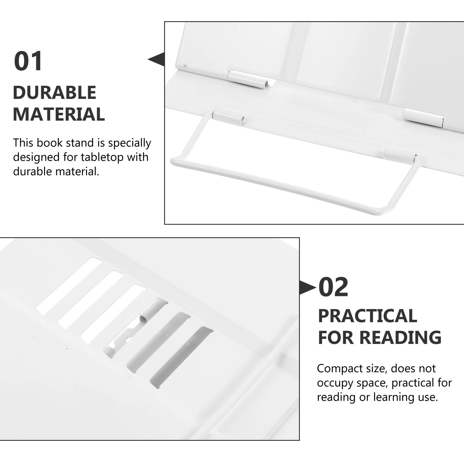 

Metal Reading Shelf Stand Compact Rest Small Book Holder for Desk Textbook Office Display Fold