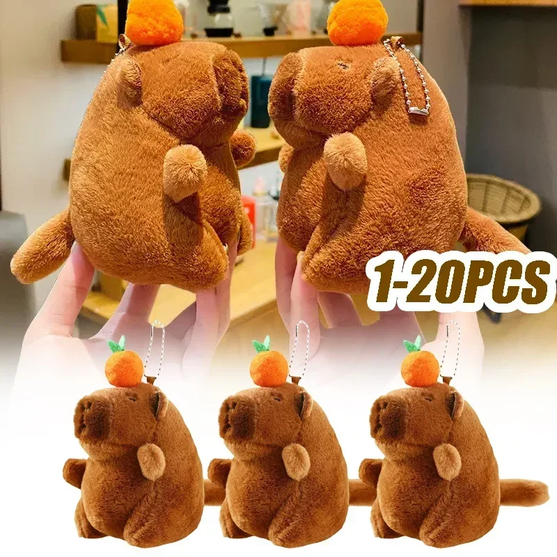 

Cute Capybara Plush Keychain Plush Persimmon Shaking Tail Capybara Pendant Soft Doll Keychain Backpack Pendant Gift
