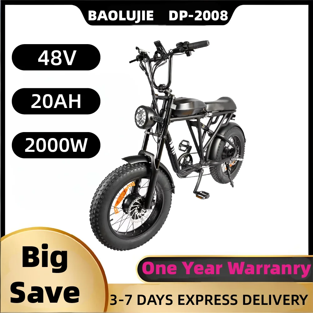 

BAOLUJIE DP-2008 adult E-bike 1000W*2 48V20Ah battery commute Electric Bike,20-inch Fat Tire E-Mountain bike