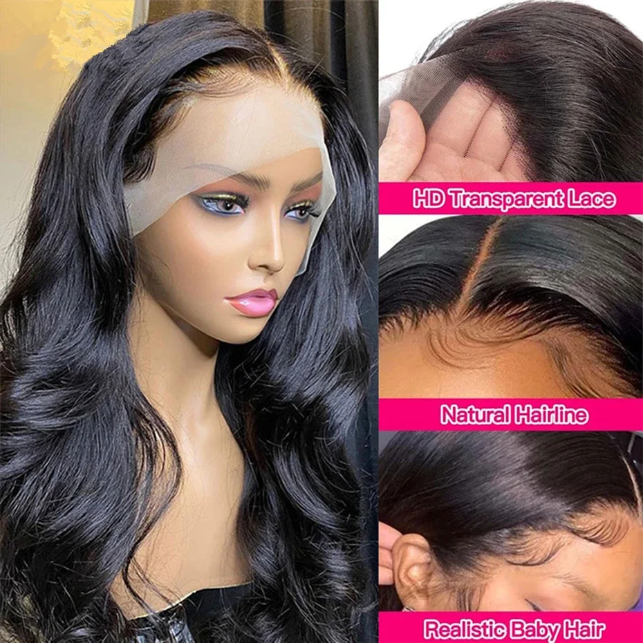 30Inch Body Wave Lace Front Wig 13x4 Human Hair Wigs For Women Brazilian Hair Pre Plucked 13x6 HD Transparent Lace Frontal Wig