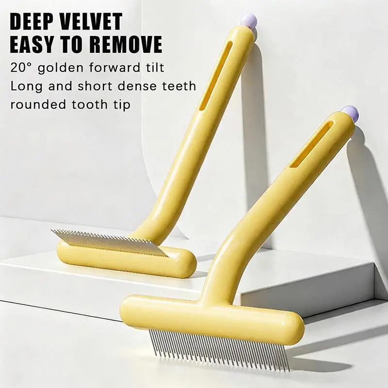 Pet Grooming Undercoat Rake 20° Tilted Design Gentle Shedding Tool for Dogs Cats Daily Home Grooming Use