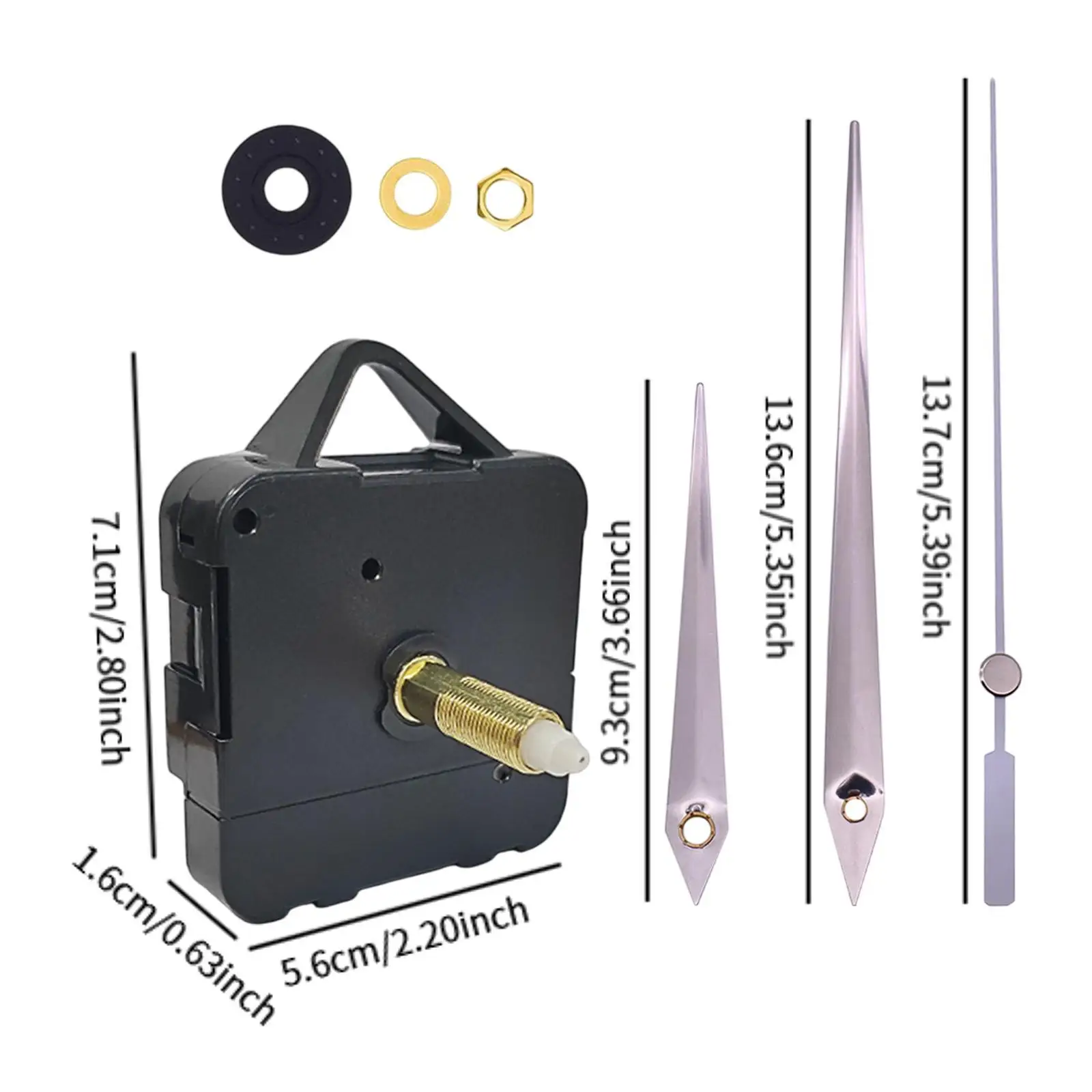 Clock Movement Mechanism with Hour Minute Second Hands for Clock Repair Parts Replacement High Long Shaft Battery Operated for