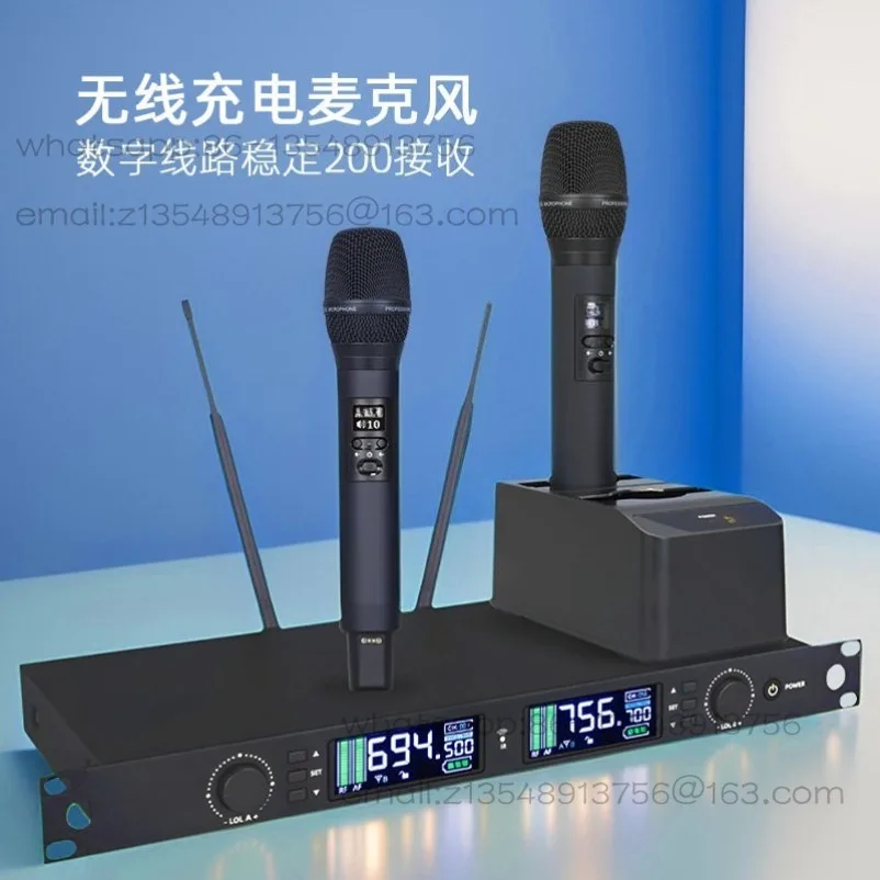 New professional infrared digital wireless microphone performance singing dynamic microphone with wireless magnetic charging