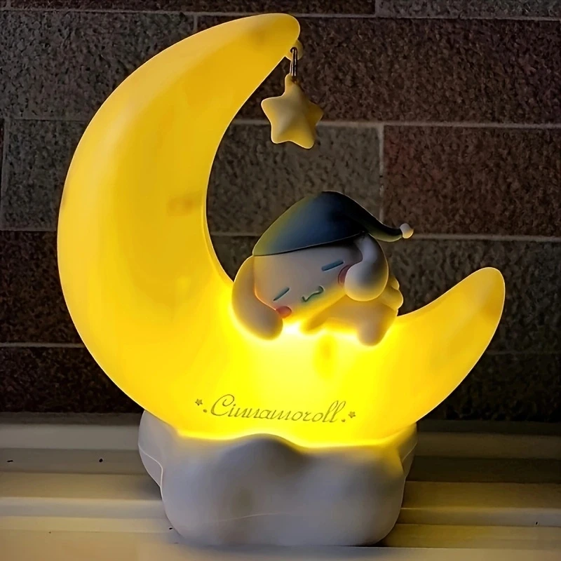 Sanrio Kuromi Cinnamonroll Moon Led Light Kawaii 3d Cartoon Ornament Schattige Schoonheid Slaapkamer Nachtlampje Beddecor Lamp Geschenken