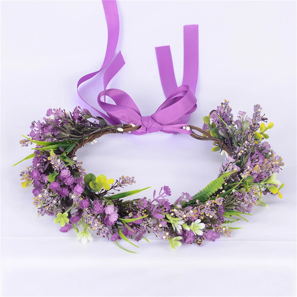 Heißer Verkauf Frühling Böhmische Blume Krone frauen Strand Hawaii Blumen Girlande Romantische Faux Rose Hochzeit Kränze Stirnband Blumen – Detail 9