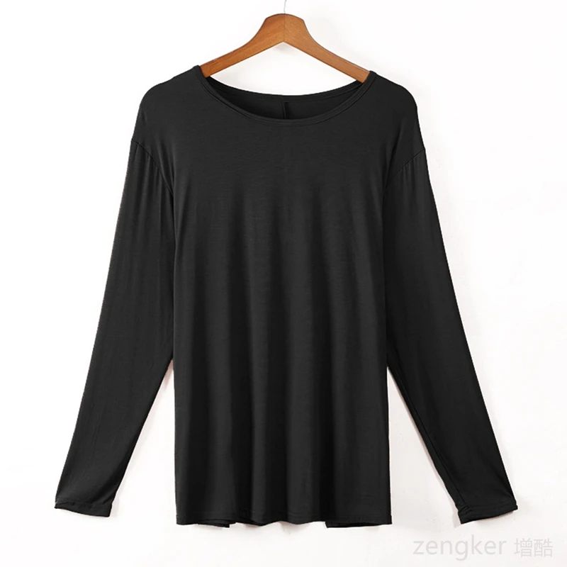 Female new thin autumn winter spring plus size code loose high elastic bamboo fiber long sleeve home tops 130kg womens sleepwear