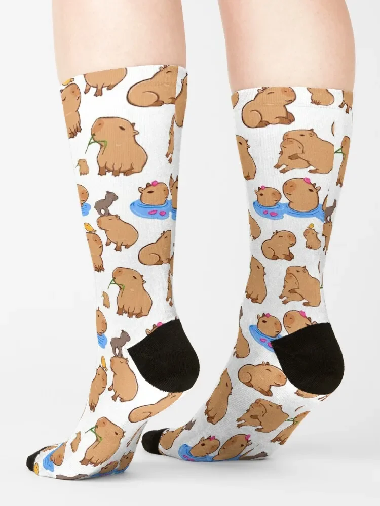 Capybara-Calcetines deportivos personalizados para hombre y mujer, conjunto de calcetines con patrón