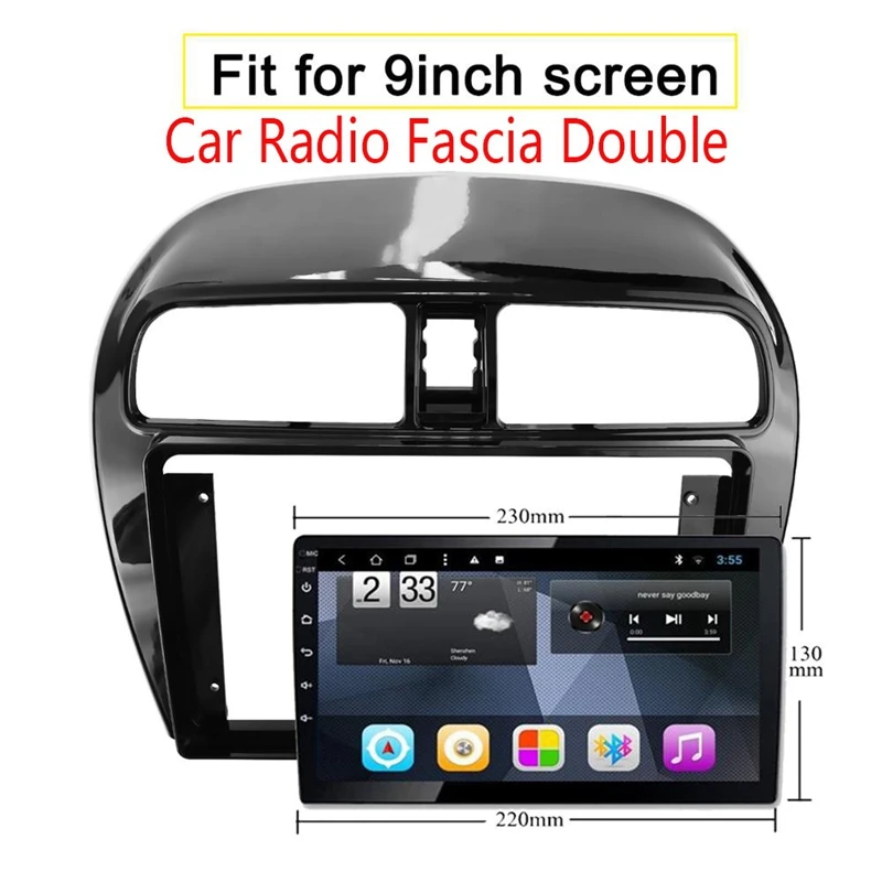 Car Radio Fascia Double 9 Inch Din Screen Dashboard Stereo Panel For MITSUBISHI Attrage/Mirage/Space 2012-2019