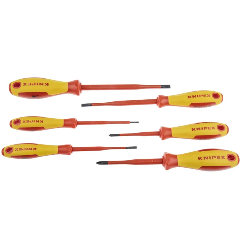 KNIPEX 00 20 12 V02 Insulated Screwdriver Set Grit Treatment Of Clamp Body Plastic Anti Slip Dual Color Dual Material Handle