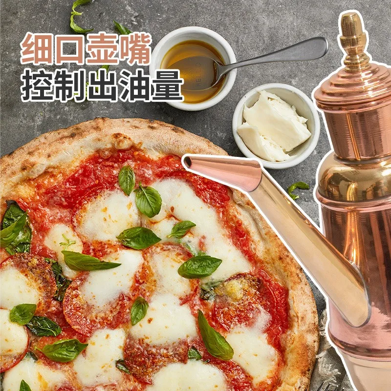 

Handcrafted Copper Olive Oil Dispenser Leak-Proof Pourer Bottle for Kitchen Restaurant Pizza Bar