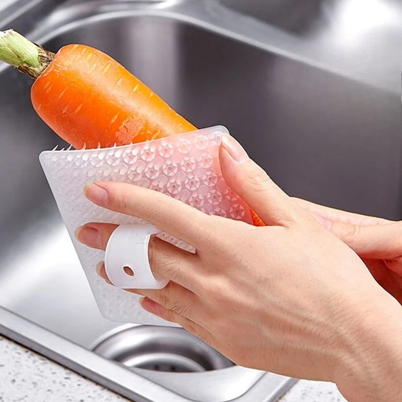 2PCS Multifunctional Kitchen Finger Sleeve Cleaning Brush Bendable Fruit Vegetable Scrubber For Sink Cutting Board Gap Washing