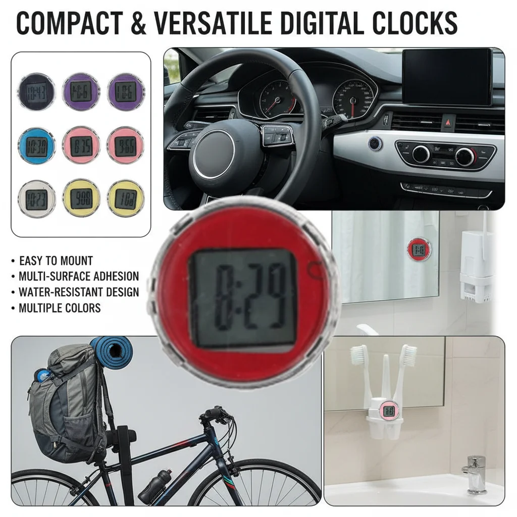 NEW Mini Waterproof Motorcycle Bike Sticky Digital Motorcycle Watch Clock Accessories Auto Car Decoration Display Inter