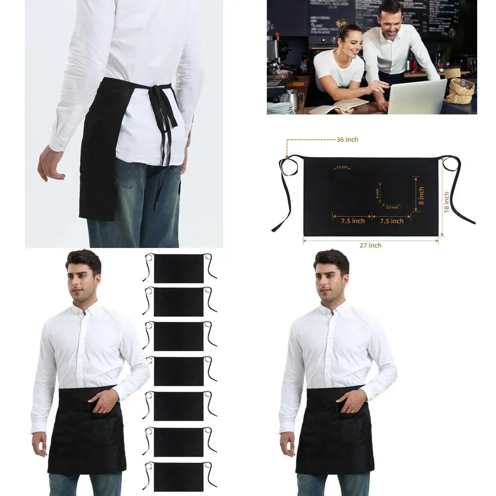

Фартук-бистро унисекс с 4 карманами, 27 x 18, идеально подходит для официанта