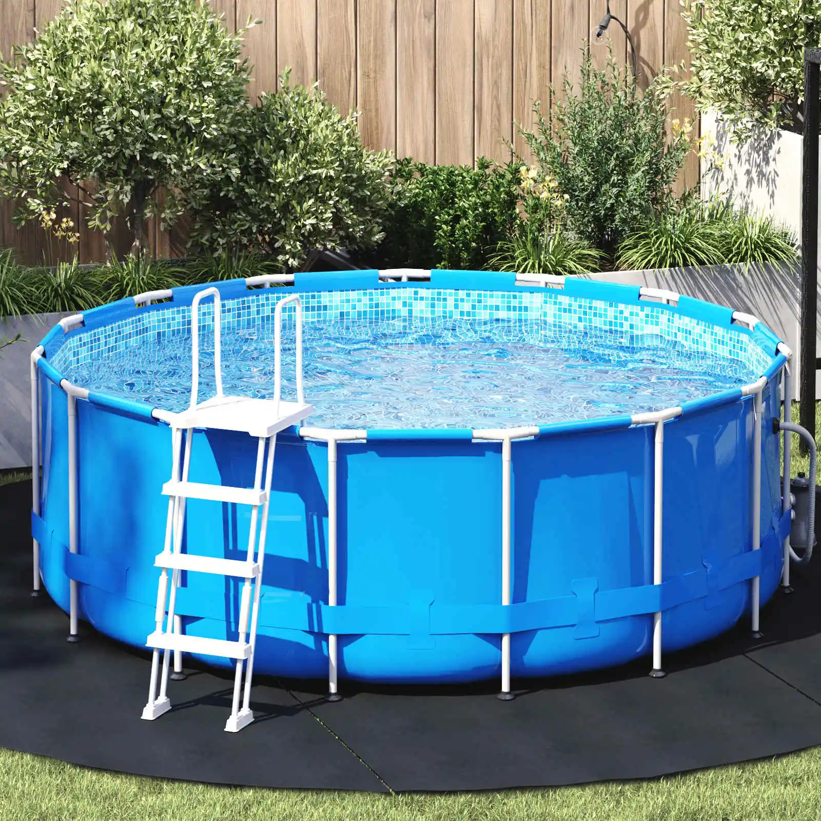 Alfombra negra para piscina, Ø 306 cm, tela no tejida, película de burbujas impermeable, accesorios para piscina de burbujas de PE