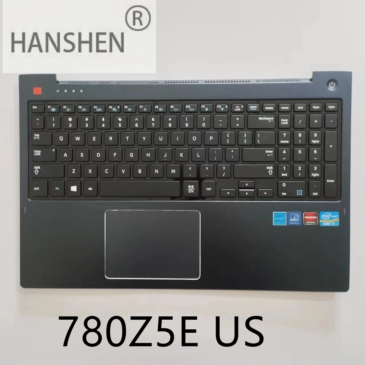 HANSHEN US New Keyboard for Samsung NP770Z5E 780Z5E NP780Z5E Palmrest upper Touchpad Backlit dark blue