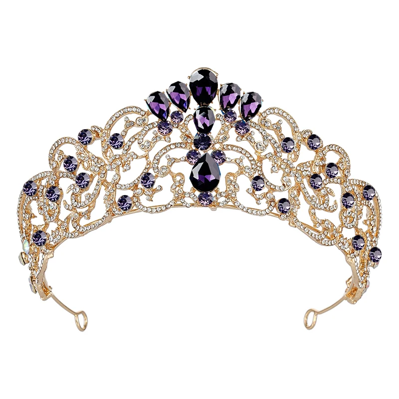 عصابة رأس تاج فاخرة من حجر الراين الكريستالي - إكسسوار شعر تاج مأدبة الزفاف هدية مجوهرات إكليل الملكة