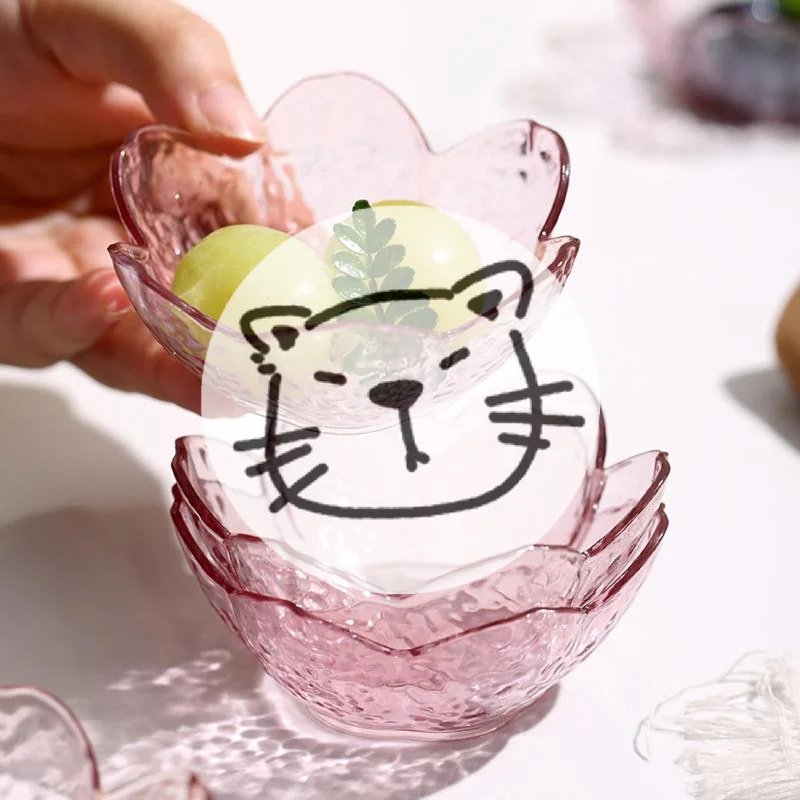 Popular Hammer Pattern Cherry Blossom Sauce Dishes Small Plastics Seasoning Dish Sauce Bowl Ice Cream Small Dinner Plates