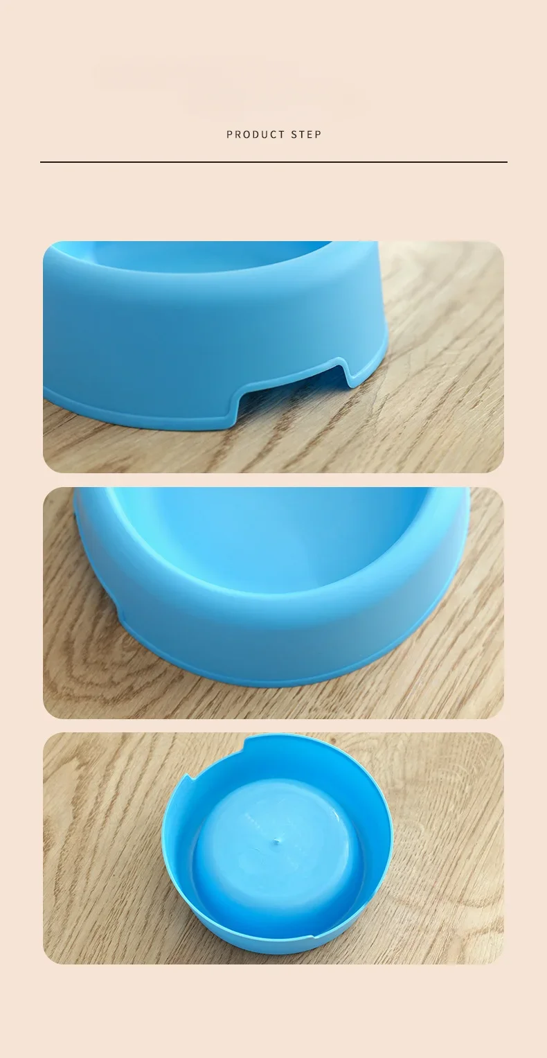 Circular small plastic lightweight pink blue white cat bowl dog bowl pet bowl