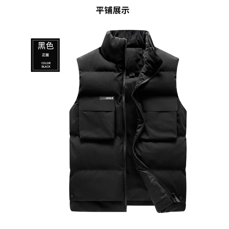 秋冬ユニセックススポーツベストスタンドカラー作業服防風肥厚ノースリーブコートハイキングキャンプ釣り用新しい