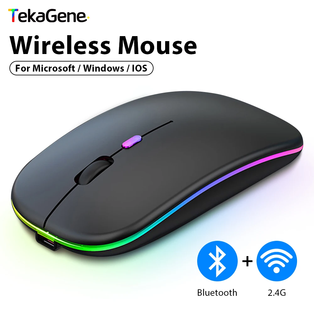 Wireless Mouse For Computer Laptop PC Bluetooth 2.4G RGB Mouses For Microsoft Windows IOS System LED Backlit Silent Gaming Mouse