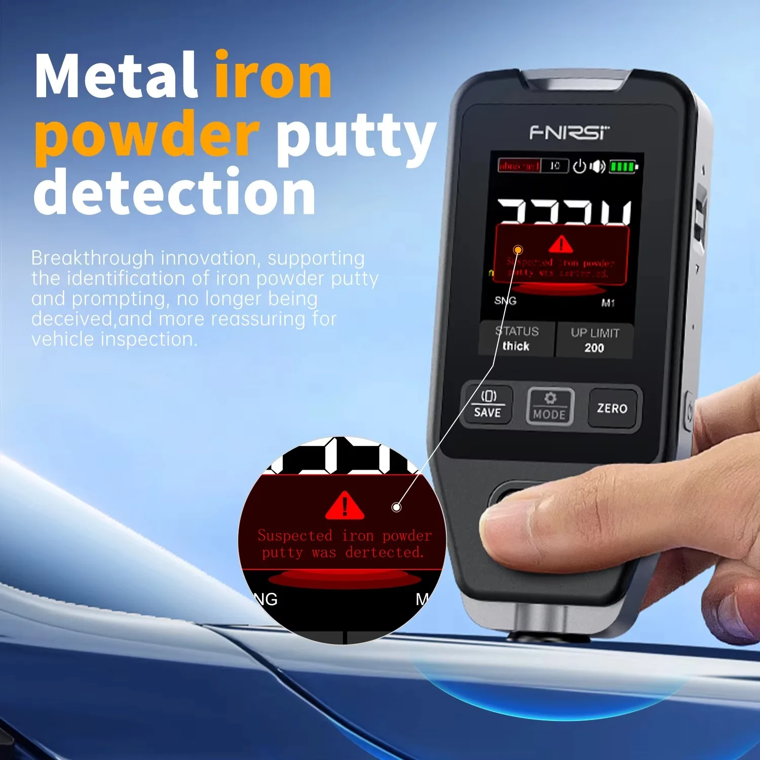 FNIRSI CTG-20 Car Coating Meter 0-1400μm Non Destructive Testing of Automotive Paintwork Fe NFe Fe+Zn Automatic Recognition view 5