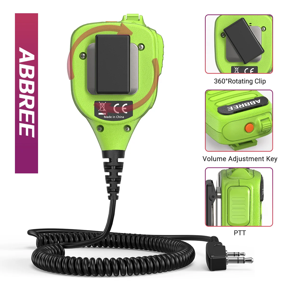 ABBREE AR-850 Walkie Talkie Speaker Mic Dual PTT IP54 Waterproof For BAOFENG UV32 UV-21PRO BF-888S AR-152 UV-5R Ham Radio view 6