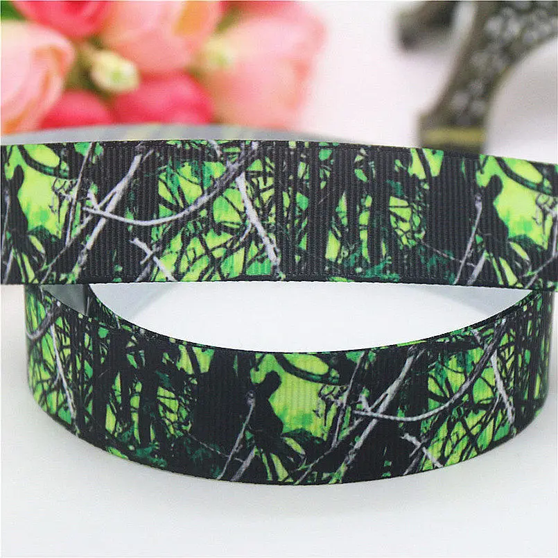 DHK 50yards Camo State Ohio Rainbow Bang Boom Wow Printed Grosgrain Ribbon Accessories Headwear Collar DIY Sewing Craft S2546