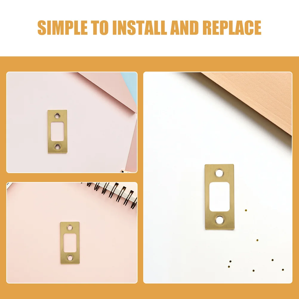 Placa trasera de cerradura de 2 uds: placa de golpe de esquina de acero inoxidable para cerrojo de puerta, placa de Hardware redonda, seguridad para el hogar y la Oficina