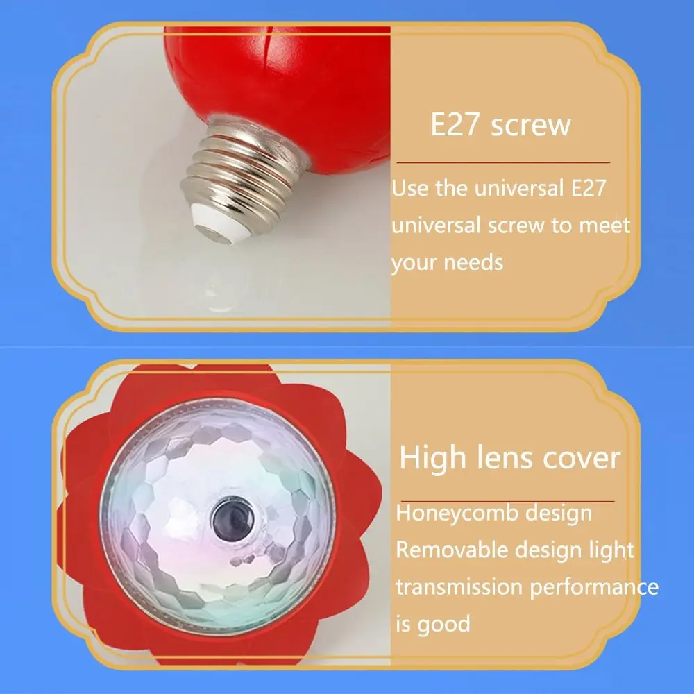 Chinese Character Chinese New Year Rotating Light E27 Clear Pattern RGB Atmosphere Light Bulb Automatic Color Change