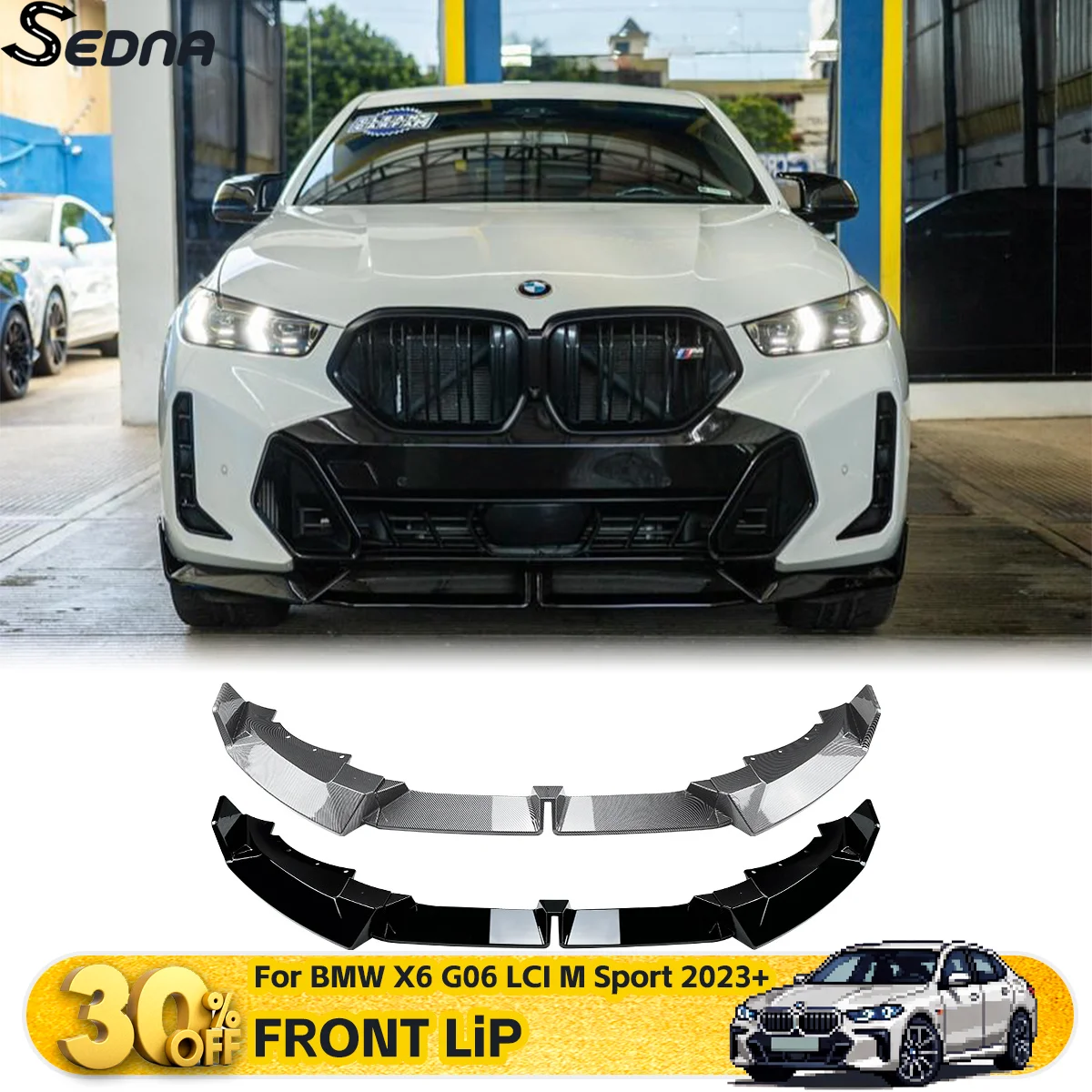 

Передний бампер, сплиттер для губ, лопата для BMW X6 G06 LCI M Sport 2023+, автомобильный спойлер на подбородок, автотюнинг, внешние обвесы, аксессуары