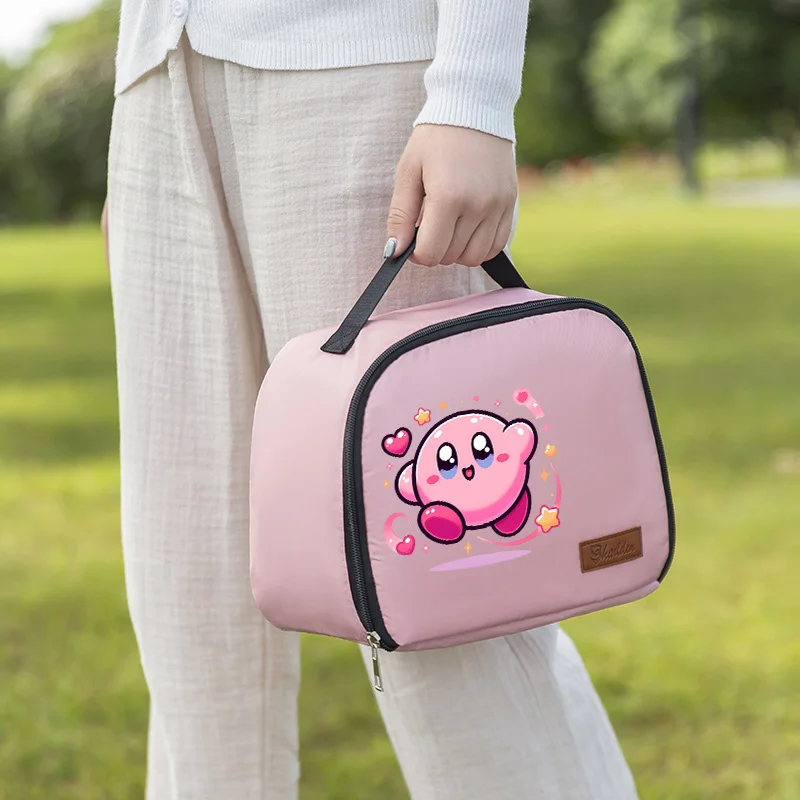 Kirby Lunch Bag Girls Boys Cartoon Insulated Thermal Bags Women Portable Fresh-keeping Pack Picnic Travel Storage Handbag Gifts