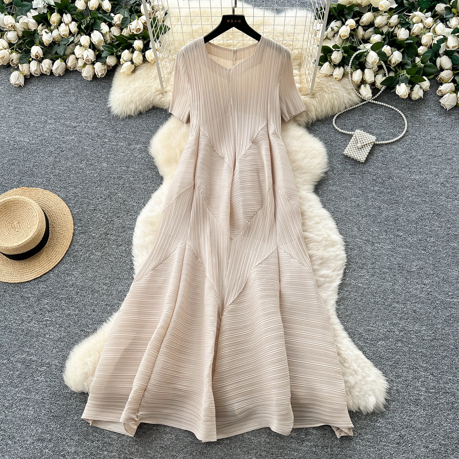 Chic vintage asymmetrical V-Neck loose Elegant Fairy korean fashion Boho Sundress Beach women clothing