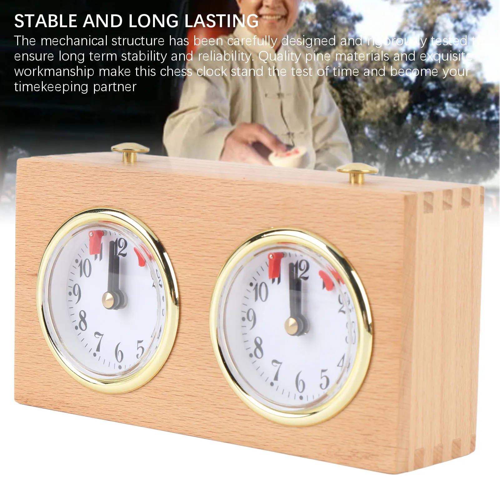 Chess Clock Analog Timer Retro Wooden Competition Timing High Accuracy Mechanical Tool Wooden Competition Timing Tool