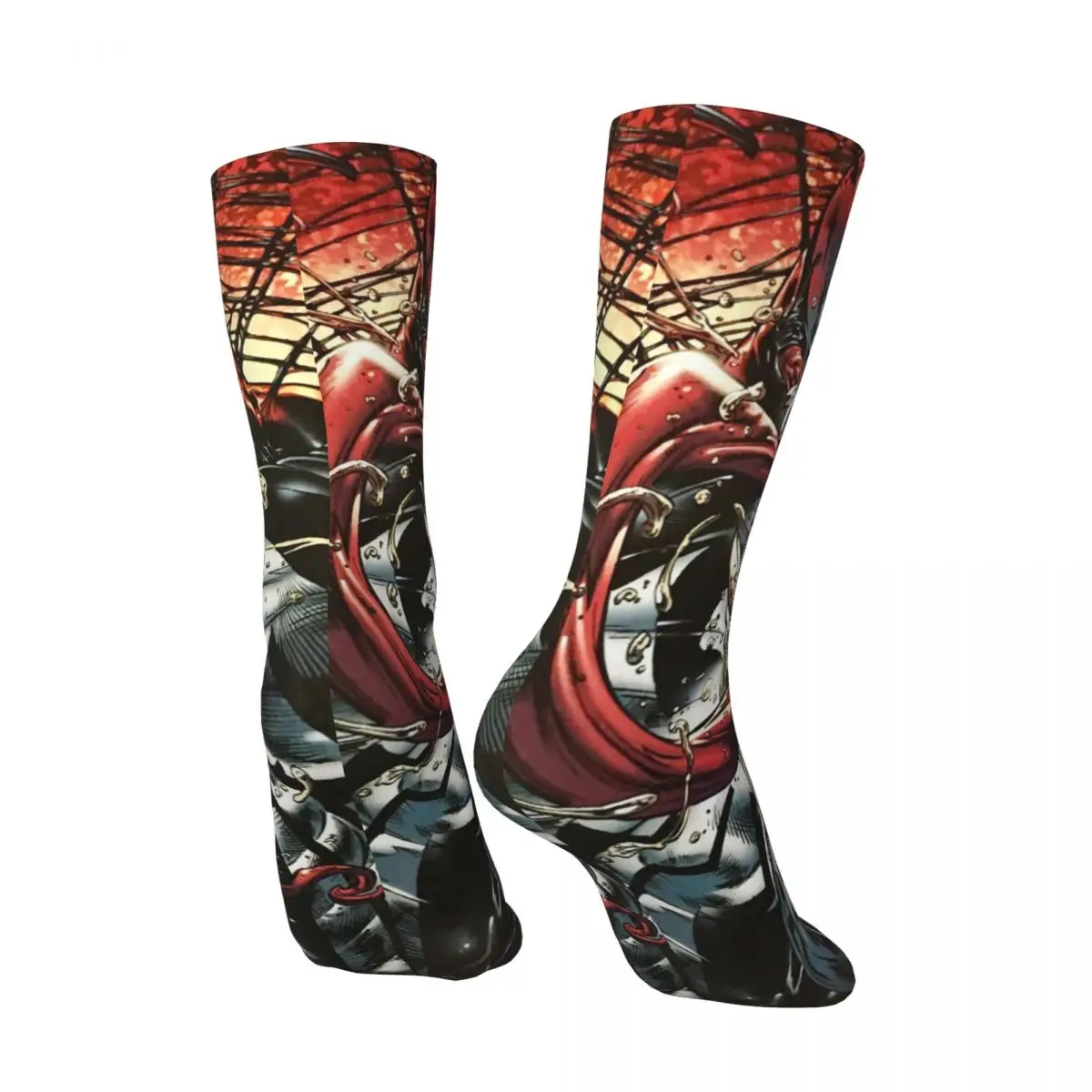 Chaussettes de compression vintage sans couture pour hommes, Harajuku, Marvel, Venom, Hip Hop, nouveauté, Crew ELan, cadeau imprimé, drôle, heureux, ensemble