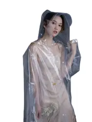 Long Waterproof Clear Raincoat Transparent  Women Rain Coat Plastic Jacket Rain Poncho Partner Motorcycle Suit Impermeable Gift