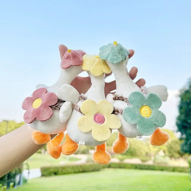 Internet Celebrity Cute Back Flower Duck Plush Toy Pendant