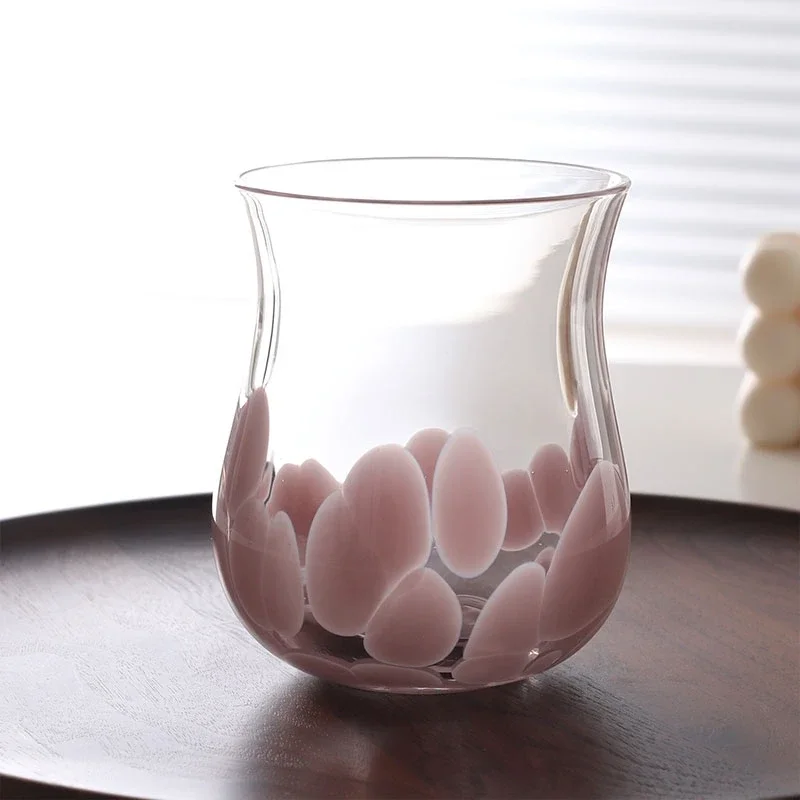 Artistic Purple Pebble Glass Coffee Cup Creative Reverse Drink for Juice, Milk Coffee Beer Cup,Whiskey Cup