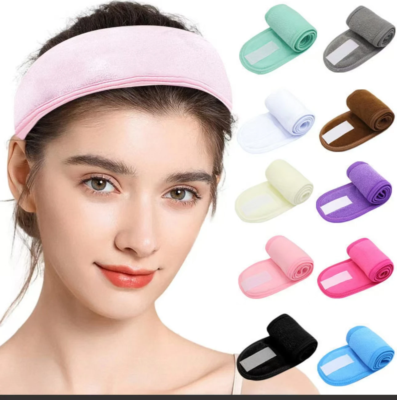 

Women New Adjustable SPA Facial Headbands Hair Bands for Face Washing Bath Makeup Soft Toweling Shower Cap Hair Accessories