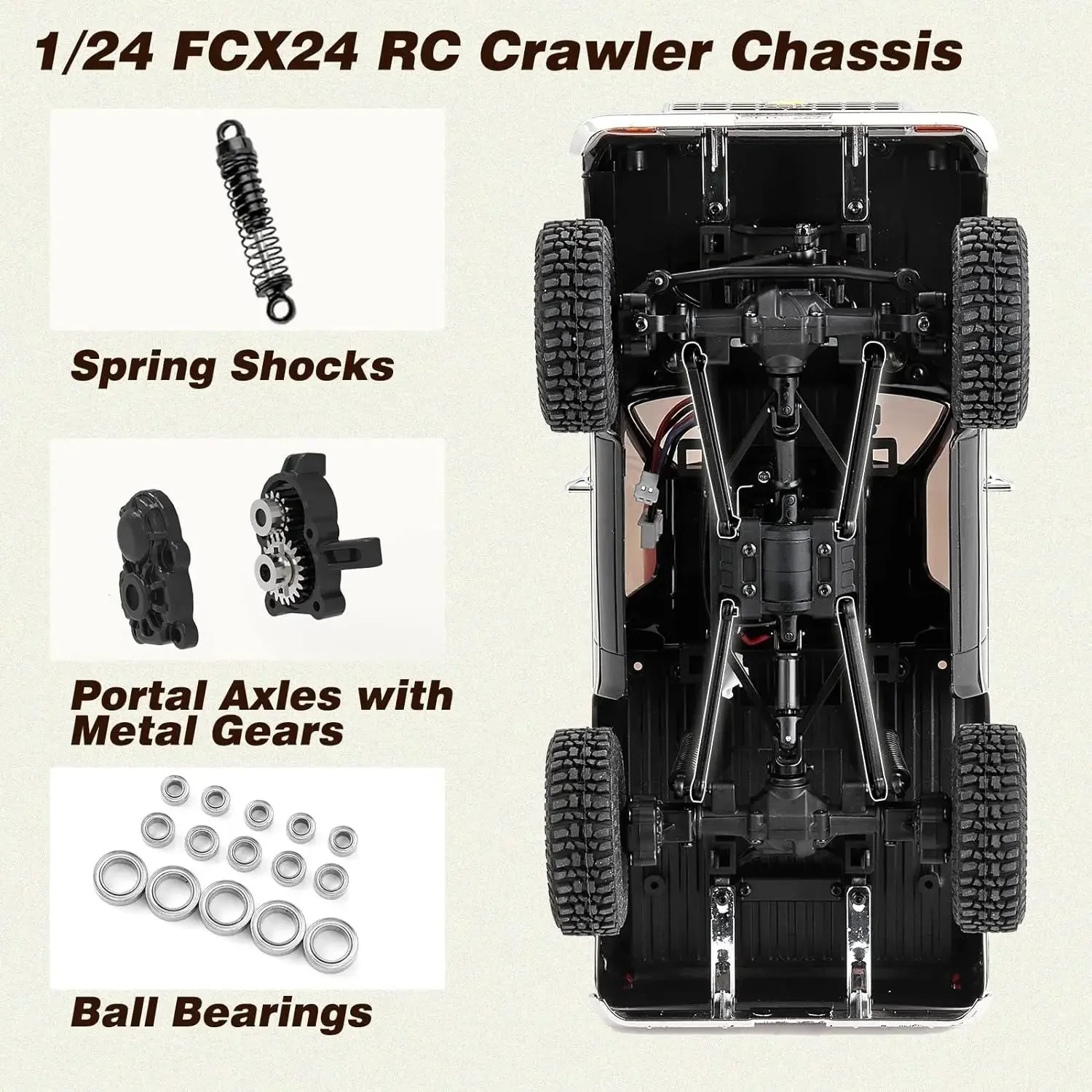 FMS 1/24 RC Crawler Officially Licensed K5 Blazer RC Car FCX24 RTR RC Pickup Truck Remote Control Car (Black)