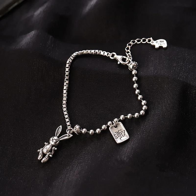 

New Arrival Lovely Rabbit Animal 925 Sterling Silver Lady Bracelet Jewelry For Women Girls Birthday Gift Never Fade Dropshipping