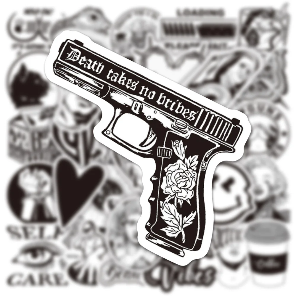 10/30/50pcs Cool Black White INS Style VSCO Stickers Aesthetic Laptop Car Motorcycle Guitar Luggage Phone Graffiti Sticker Decal