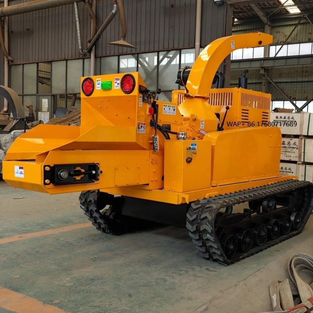 Self-propelled Tracked Wood Chipper, Safe Trading, Fully Automatic Tree and Branch Wood Crusher