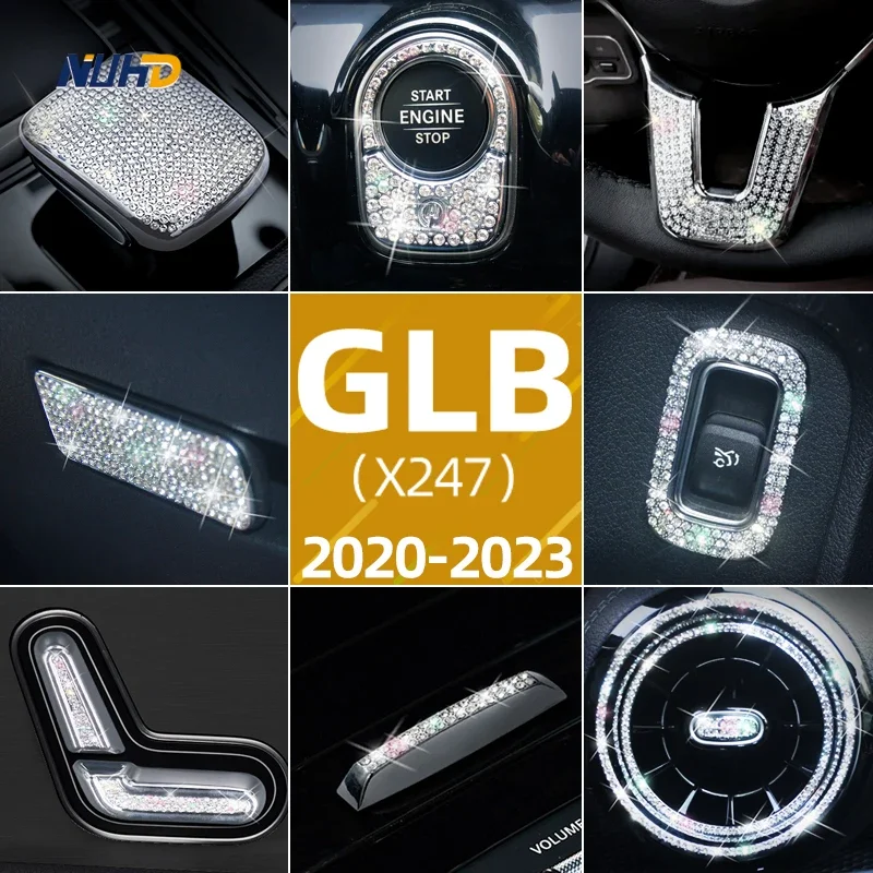 Car Interior Stickers Diamond Decoration Protector Patch Accessories For Mercedes-Benz X247 GLB 2020-2023 GLB200 GLB220 GLB250