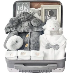 Dollbling Newborn Gift Box Baby Girl Boys Little Gentleman Knitting Crochet Sweater Hundred Days Banquet Nursery Deco Colthes