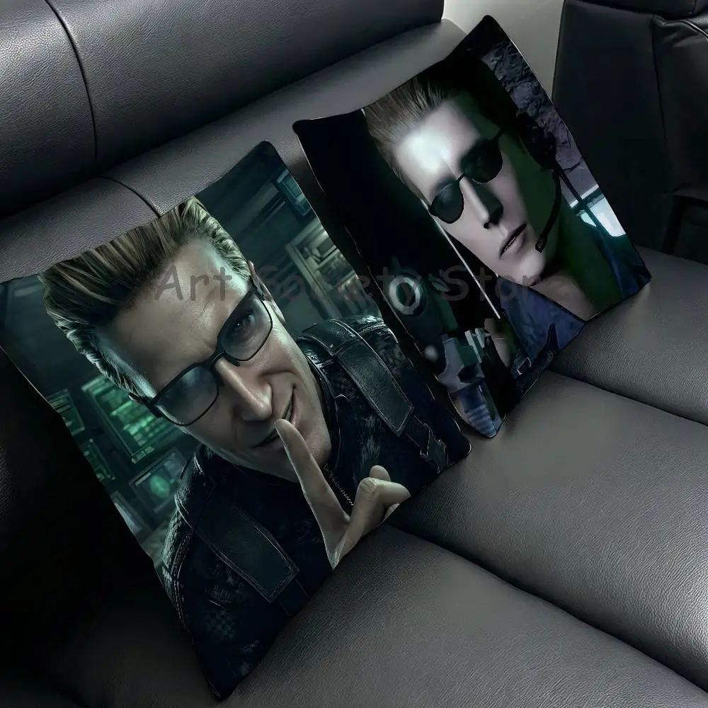 R-Resident E-Evil Albert Wesker Pillow Case Square Double-Sided Printing Short Plush Sofa Cushion Cover Bedroom Office Sofa Gift