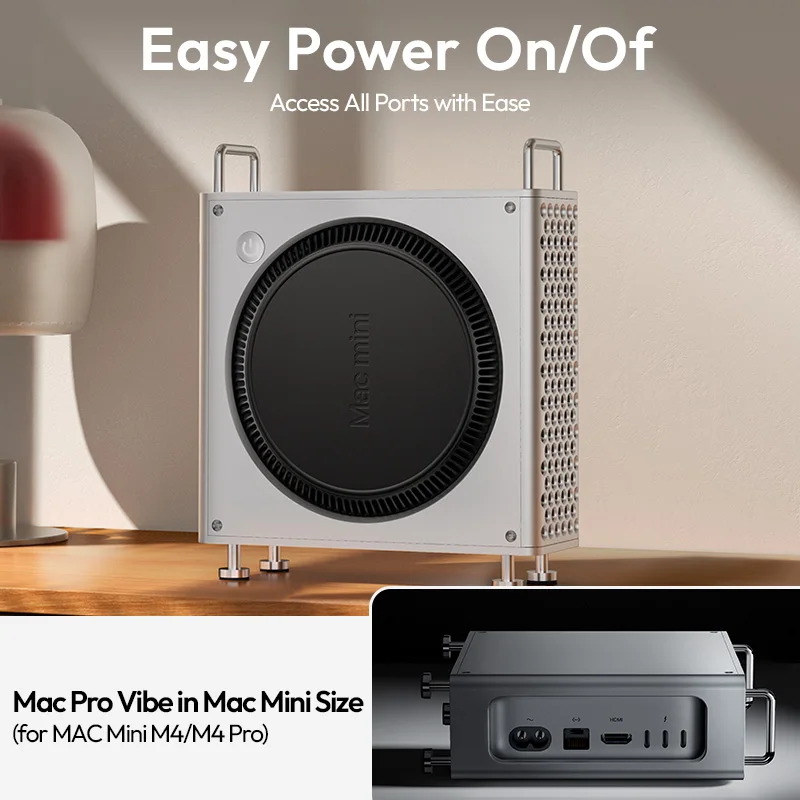 حافظة Ulanzi QT01 من سبائك الألومنيوم لجهاز Mac Mini M4/M4 Pro حامل كمبيوتر محمول عمودي مع حامل تبريد سريع واقٍ ضد الغبار