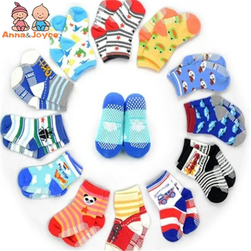 12Pairs/Lot Cotton Baby Socks Rubber Slip-Resistant Floor Small Kid\'s Suit 1-5Years