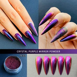 HNDO Purple-Red Gradient Colors Nail Magic Mirror Powder Glitter Effect for Professional Manicure Chrome Powders Dust TE33