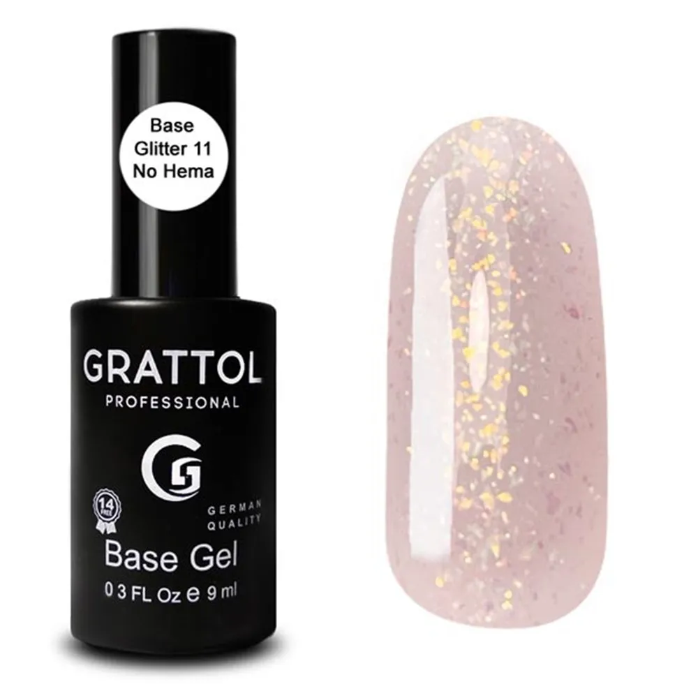 

GRATTOL Professional #11 Glitter Light Color Base Gel Nail Polish 9ml Manicure Semi Permanent Soak Off Base